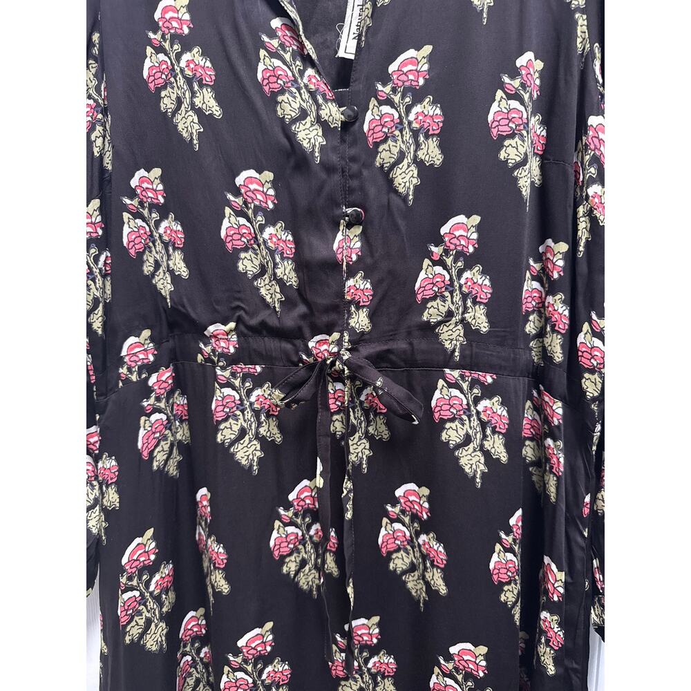 Emerson Fry India Collection Black Long Sleeve Floral Block Print Dress Size Med - Picture 4 of 9